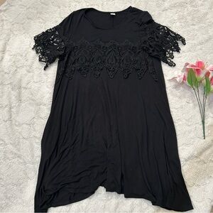 CY Fashion Black Crochet Detail Dress